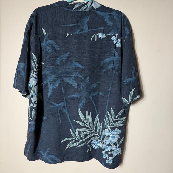Havana Jack's Cafe 100% Silk Shirt XL Blue Hawaiian Print Tropical Beach Casual - Picture 3 of 10